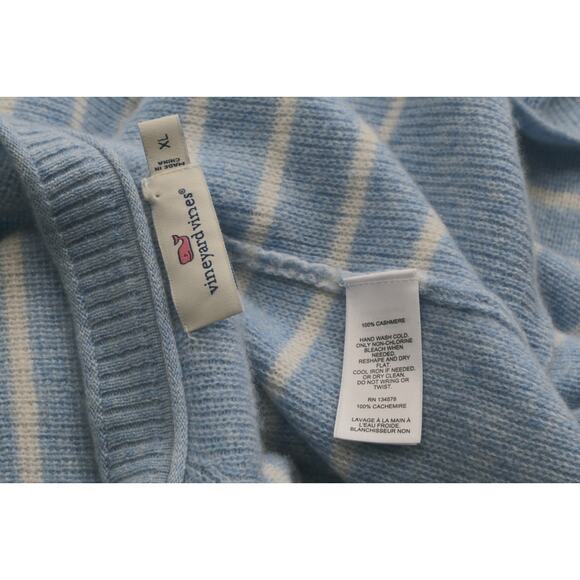 Vineyard Vines Cashmere Striped Cardigan Sweater Blue Women’s XL Soft Knit - Picture 13 of 15